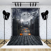 Aperturee - Moon Pumpkin Lantern Halloween Horror Night Backdrop